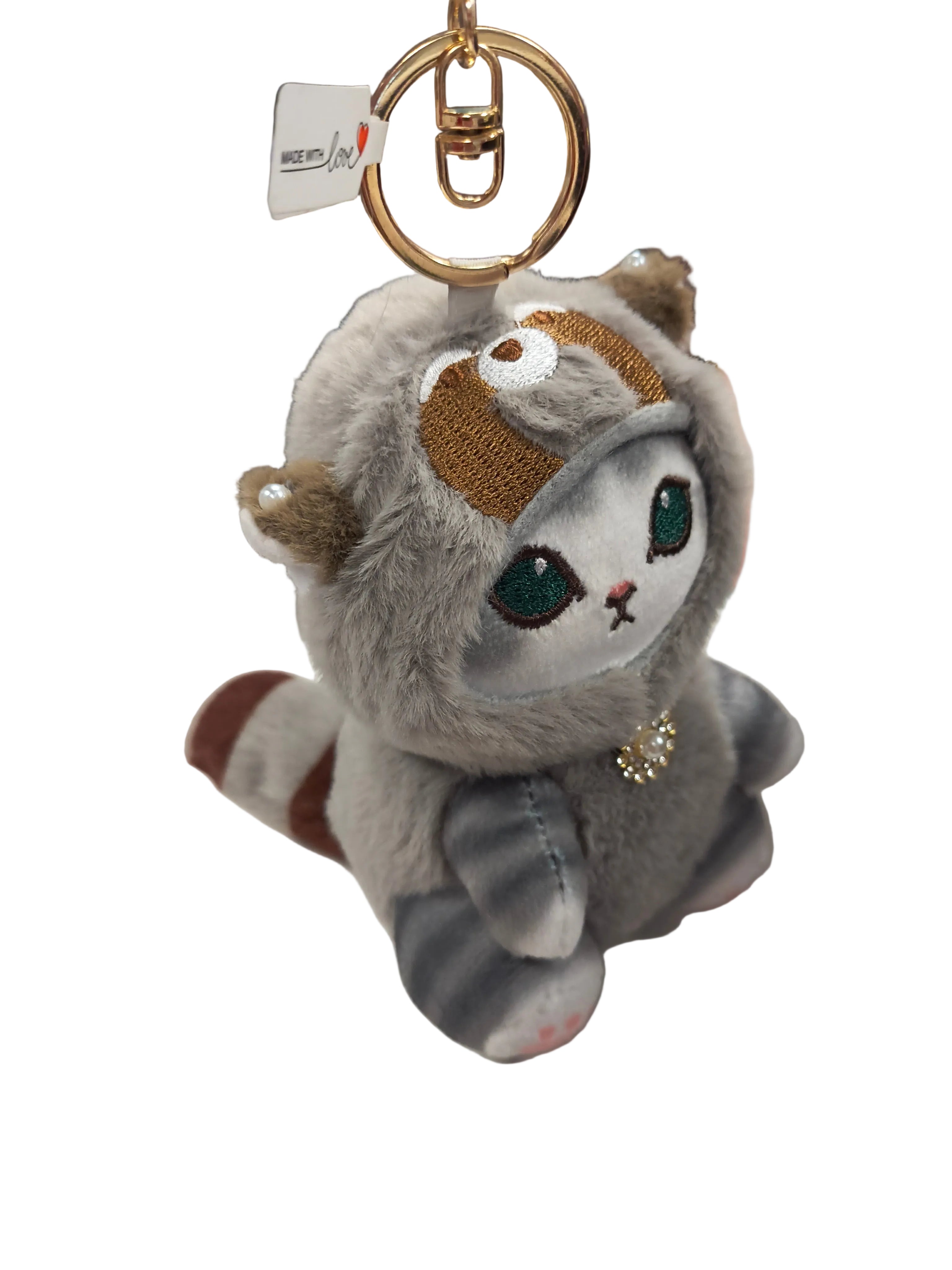 Grey cute Gatito keychain